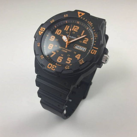 Casio Men's Dive Style Watch, Black/Orange Accents MRW200H-4BV